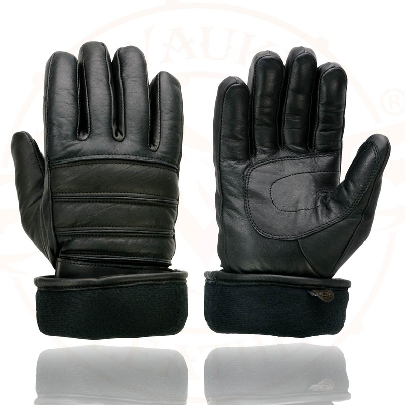 Milwaukee Leather Men's Leather Gauntlet Lined Motorcycle Hand Gloves -