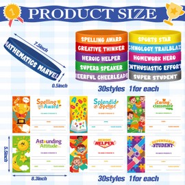 Eaasty 60 Pcs End of School Year Certificates and Wristband Achievement Graduation Recognition Award Star Student Superlatives Certificates for Kid Teacher Classroom