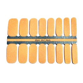 Glam Girl Nails Light Orange Sparkle Summer Nail polish strips / Nail Wraps / Nail Stickers
