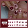 Red Flowers Press on Nails Red Bow Fake Nails Short
