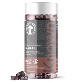 Maitake 1000mg Mushroom Gummies by Known Nutrition | Natural Anti-Inflammatory & Immune Support | Delicious Natural Elderberry Flavour | 60 Two-a-Day Vegan Gummies (One Month’s Supply)