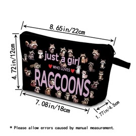 YULUENZE Just Love Raccoon Makeup Bag Cartoon Raccoon Organizer Bag Toiletry Zipper Pouch Just Love Raccoons Cosmetic Bag Birthday Present for Raccoon Lovers Women Friends