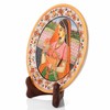Marble Decorative Plate Traditional Indian Handpainted Round Shape Showpiece Pottery