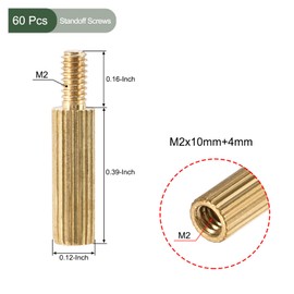 YOKIVE Pack of 60 M2 Spacers Screws Brass Knurled PCB Spacers Keep Height Consistent Perfect for Motherboard (Gold Tone 10 mm + 4 mm)