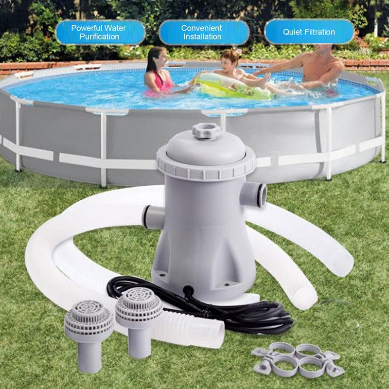 Clear Cartridge Filter Pump, 330 Gallon Ground Swimming Pool Filter,