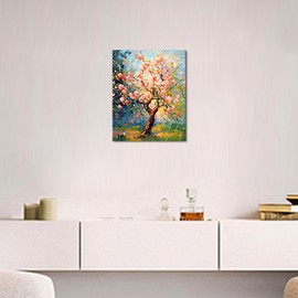 TFIAVSIN Paint by Numbers for Adults Beginner, Apple Tree Paint by Numbers Kits A Tree with Pink Flowers Adult Paint by Number Adults Paint by Number Kits Home Decoration, 16x20 Inch