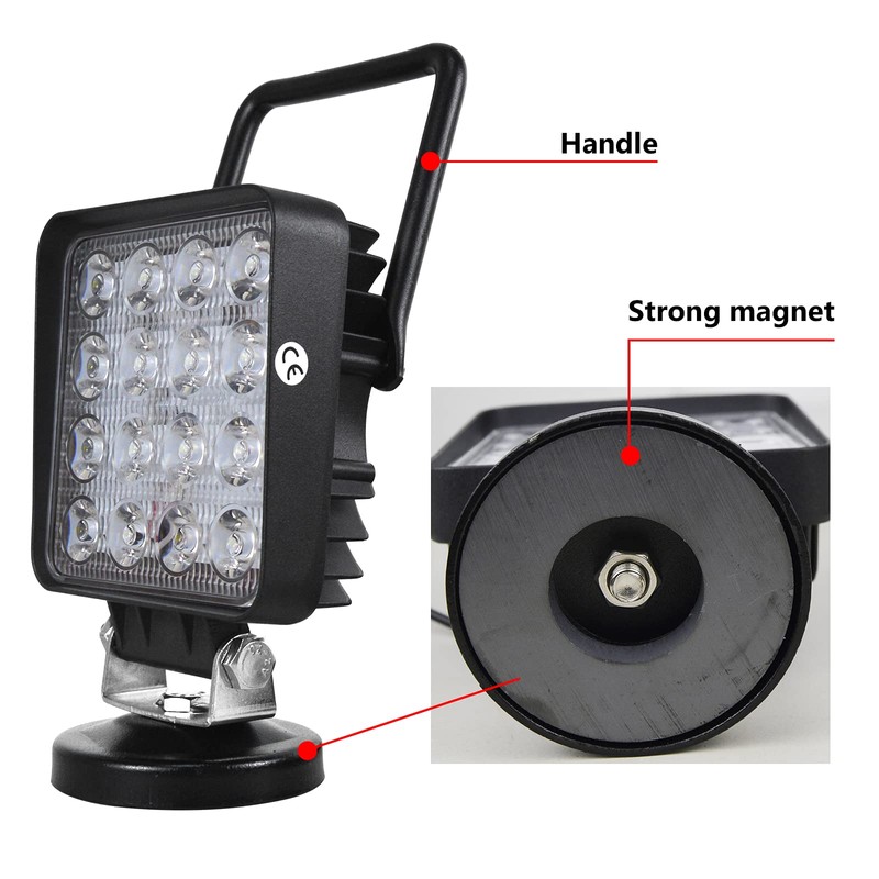 SKYWORLD 2pcs 48W Magnetic Base Bracket LED Work Light Bar