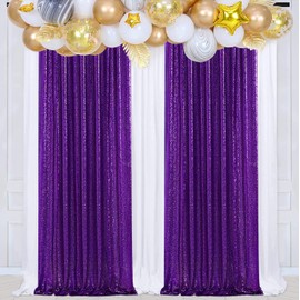 Purple Sequin Backdrop Curtains, 2 Panels Purple Sequin Backdrop, 2FTx8FT Sequin Curtains for Party Wedding Sequence Backdrop