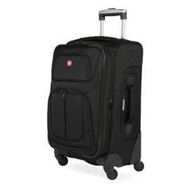 SwissGear Sion Softside Expandable Luggage – Medium Checked Suitcase with 360 Degree Wheels & Retractable Handle – 25 Inch, Perfect for 1-7 Night Trips – Black