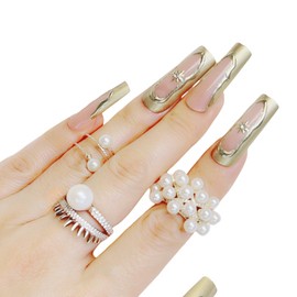Press On Nails - Long Square Chrome Powder Fake Nails with Glaze Finish |Salon Quality |24 nail kit -12 Sizes with 48 Jelly tabs| Reusable Durable Effortless- Removal False Nails