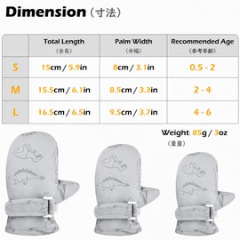 TRIWONDER Kids Ski Gloves Winter Gloves Toddler Snow Mittens Gloves Dinosaur Pattern Warm Gloves with Fleece Lining for Children Boys Girls Snowboarding Skiing (Navy Blue, L(4-6 Years))