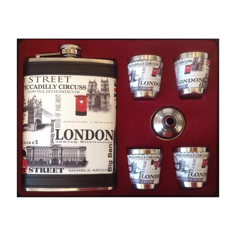 GMMH Original Hip Flask Set LN 35-28 London Stainless Steel