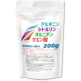 JAY&CO. Unprocessed 100% Arginine, Citrulline, Ornithine, Citric Acid (200g)
