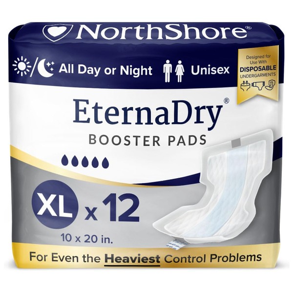 NorthShore Booster Pads for Men and Women with Adhesive, X-Large, Pack/12