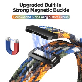 XMUXI 20mm Compatible with Galaxy Watch 7 Magnetic Band Nylon Braided Strap Galaxy Watch 6 5 4 Strap 44mm 40mm/Galaxy Watch 5 Pro/Watch 6 Classic Solo Loop GTS 4 Vivoactive 5 (Smoky Purple)