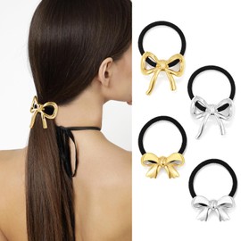 CWJCYTNSN 4 PCS Hair Ties for Women Metal Hair Ties for Long Thick Hair Elegant Elastics Rubber Hair Ties for Girls Ponytail Holder Hair Accessories Gifts for Mom Daughter