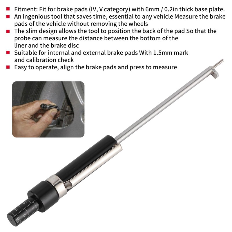 Caoeal Brake Pad Measuring Tool, Brake Pad Thickness Gauge with
