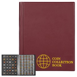 Uncle Paul Coin Album with 350 Compartments - 10 Sheets Coin Collection Book, 35×30mm Grid, Collector Holder for Collectors, Pound, Penny, Cent, Euro, CS0235RE