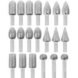 Hyamass Polishing Tool Kit, 20Pcs Diamond Bits for Stone & Grinding - 1/8" Shank Rotary Stone Carving Tools, Multi-Purpose Burrs for Ceramic Carving, Engraving & Sanding