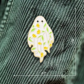 Unbranded Cute Little Yellow Flower Ghost Enamel Pin - Adorable Ghost with Flower Pin