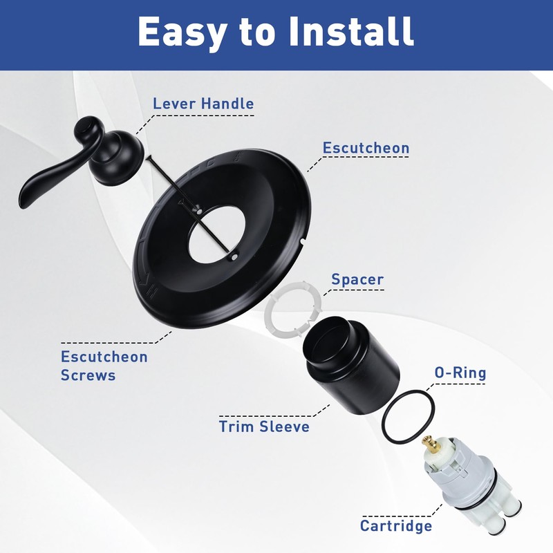 Black Shower Handle Replacement for Delta BT14096 13/14 Series Single-Function