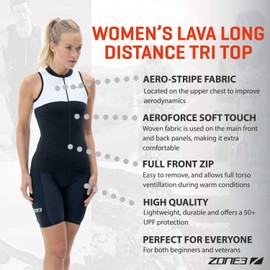 ZONE3 Women's Lava Long Distance Tri Top - Sleeveless (Black/White, Medium)