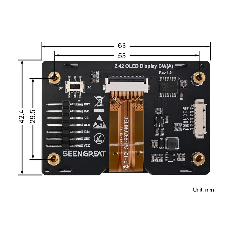2.42 inch OLED Display Module - 128 x 64 Resolution,