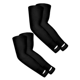 TRENDMALLS Arm Sleeves, Cooling UV Sun Protection Sports Compression for Men/Women/Kids, A02-Black-Black, One Size