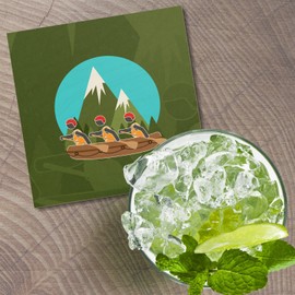 Unbranded Adventure Sports Rafting 4'' X 4'' Square Wooden Coaster