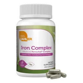Suplemento en cápsulas blandas Zahler IRON COMPLEX COMPLEJO DE HIERRO de Vitamina D3 de 250 un                                                        