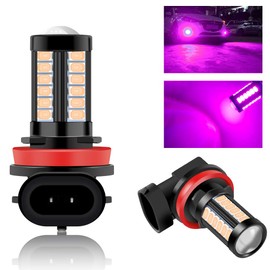 Teguangmei H8 H11 Car LED Fog Light Bulbs Replacement for Cars Super Bright 6000K Pink 5730 33SMD for Daytime Running Lights DRL 12V-2Pcs