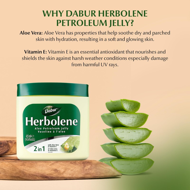 Dabur Herbolene Aloe Vera Gel Petroleum Jelly -Enhanced with Vitamin