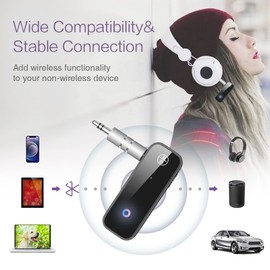 ORIA Bluetooth 5.0 Receiver for Car, Upgraded Aux Bluetooth Adapter, 2 in 1 Bluetooth Transmitter Receiver with Noise Cancelling 3.5mm, Answer Calls, for Home Stereo System, Headphones,Speakers