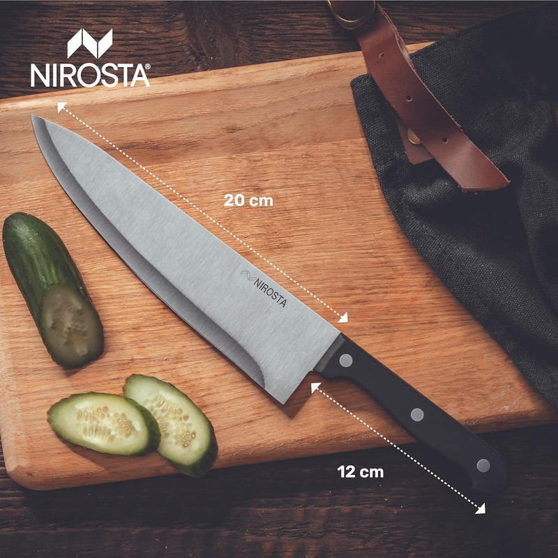 Nirosta Fackelmann Coltello da Cucina Lama Larga, Acciaio, Argento