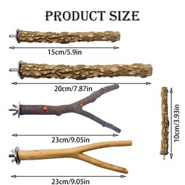 Parrot Perch, 5 Pcs Natural Wood Bird Perches for Cage, Sturdy and Comfortable Bird Perches for Cage, Ideal for Budgie Perches for Cage, Perfect for Parrots and Small Birds, Enhances Cage Environment