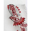 Faship Gorgeous Red Rhinestone Crystal Huge Big Floral Hair Comb