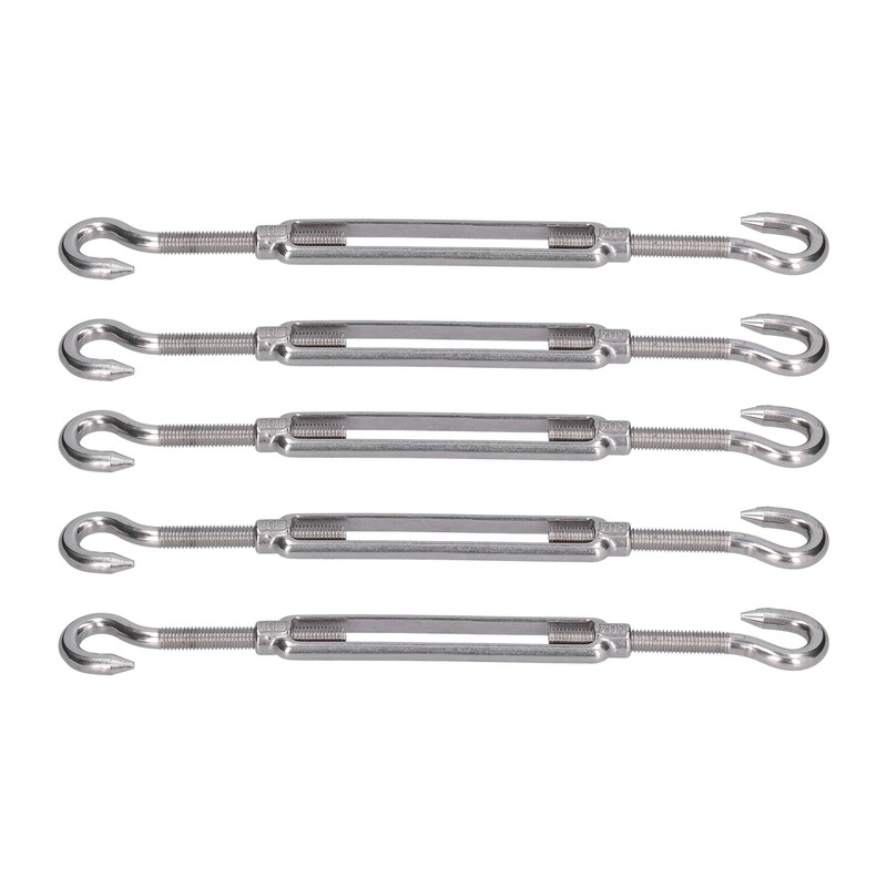 5Pcs Turnbuckle Hook and Hook Wire Rope Tension 304 Stainless