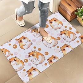 amepay Hamster Indoor Door Mat, Stylish 17x29.5in Non-Woven Fabric Floor Doormat with Cute Cartoon Animal,for Porch Insider,Bedroom,Living Room, Decor Rug Gifts