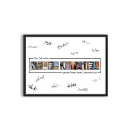 Abschiedsgeschenk Poster Bild Kollegin Kollegen für Unterschriften | Lieblingskollegin Abschied | Arbeitskollegin Rente Ruhestand Pension Pensionär | Personalisierbar (Neues Kapitel)