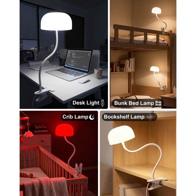 LemSen Clip on Light for Bed, Headboard Reading Lamp, Dorm