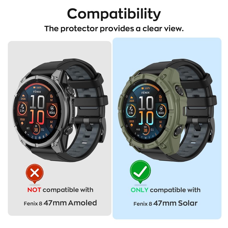 ISABAKE Case Cover Compatible with Garmin Fenix 8 47MM Solar,