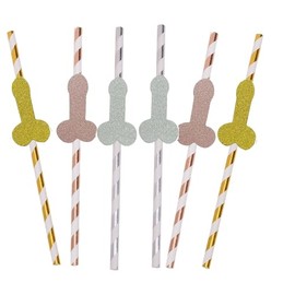 QBFWETY Bachelorette Party Decorations,15PCS Hen Party Paper Straw for Bridal Shower Engagement Wedding Party Supplies, small, Golden