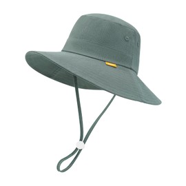 UAMOEI Baby Sun Hat Toddler UPF 50+ Kid Bucket Hats for Girl Summer Cap Boy Sun Protection Caps Wide Brim (US, Age, 0 Months, 6 Months, A-Dark Grey)