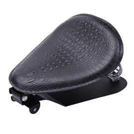 DREAMIZER Motorcycle Seat Cushion Driver Solo Seats with Spring Bracket PU Leather Compatible with Harley Honda Yamaha Kawasaki Sportster Iron 883 1200 Chopper Bobber Cafe Racer-Crocodile Style
