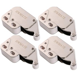 HWMATE Push to Open Touch Release Lock Spring Loaded Mini Latch for Kitchen Cabinet Cupboard Wardrobe Door (4 Pack)
