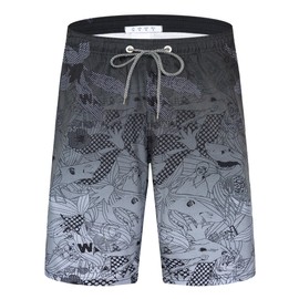 APTRO Men's Swimming Trunks, Long Swimming Shorts, Quick-Drying Board Shorts, Leisure Shorts with Inner Briefs, 2401, gray