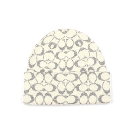 Coach Women's Metallic Sig C Beanie, Chalk, One Size