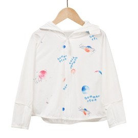 Baby Sunscreen Hoodie Breathable Ice Silk Fashionable Cute Toddler Sun Protection Outwear for Summer White L