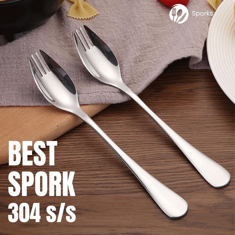 6-Pack Long Handle 18/10 Stainless Steel Sporks, 7.2 Inch |