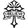 Decal Stickers of I Believe Christian Cross (Black) (Set of